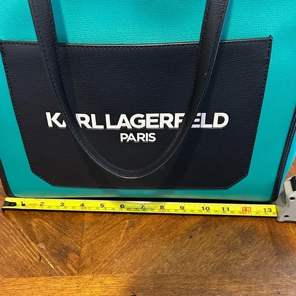 Karl Lagerfeld Turquoise and Black Tote - Picture 11 of 15